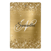 Glitterige Gouden Fantasie Monogram Mini Klembord (Achterkant)