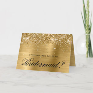 Glitterige Gouden Folie Bruidsmeisje Voorstel