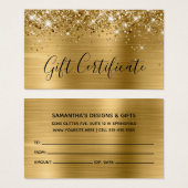 Glitterige gouden folie cadeaubon visitekaartje (Voorkant /achterkant)