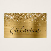 Glitterige gouden folie cadeaubon visitekaartje (Voorkant)