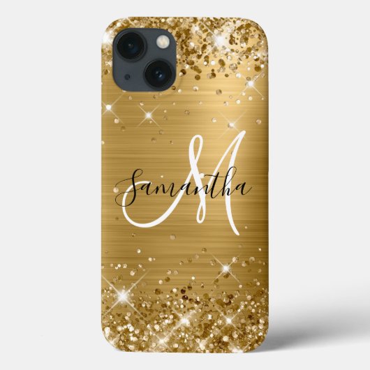 Glitterige gouden folie elegante monogram Case-Mate iPhone case (Achterkant)