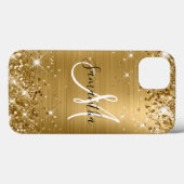 Glitterige gouden folie elegante monogram Case-Mate iPhone case (Achterkant (horizontaal))