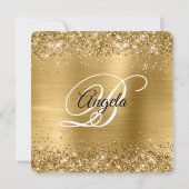 Glitterige gouden folie fancy monogram 30e verjaar kaart (Achterkant)