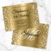 Glitterige gouden folie fancy monogram 30e verjaar kaart