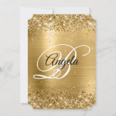 Glitterige gouden folie fancy monogram 30e verjaar kaart (Achterkant)