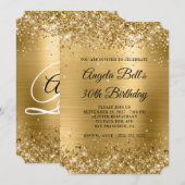 Glitterige gouden folie fancy monogram 30e verjaar kaart (Voorkant / Achterkant)