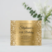 Glitterige Gouden Folie Fancy Monogram 50e Verjaar (Staand voorkant)