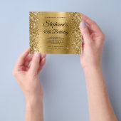 Glitterige Gouden Folie Fancy Monogram 50e Verjaar Flyer (Hand)