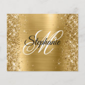Glitterige Gouden Folie Fancy Monogram 50e Verjaar Flyer (Achterkant)