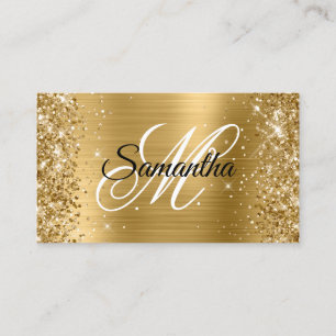 Glitterige Gouden Folie Fancy Monogram Online Prof Visitekaartje