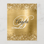 Glitterige gouden folie fancy monogram uitnodiging (Voorkant)