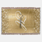 Glitterige Gouden Folie Fantasie Monogram Deken (Voorkant)