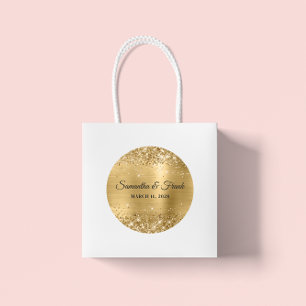 Glitterige Gouden Folie Huwelijk Ronde Sticker