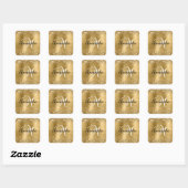 Glitterige Gouden Folie Klassieke Script M Monogra Vierkante Sticker (Vel)
