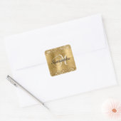 Glitterige Gouden Folie Klassieke Script M Monogra Vierkante Sticker (Envelop)