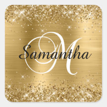 Glitterige Gouden Folie Klassieke Script M Monogra