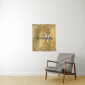 Glitterige Gouden Folie Klassieke Script M Monogra Wandkleed (In situ)