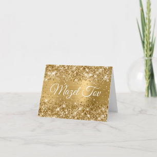 Glitterige Gouden Folie Mazel Tov Kaart