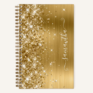 Glitterige gouden folie moderne meisjesachtige han notitieboek
