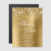 Glitterige Gouden Folie Save the Date (Voorkant / Achterkant)