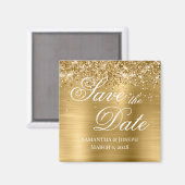 Glitterige Gouden Folie Save the Date Magneet (Voorkant / Achterkant)