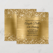 Glitterige Gouden Geborstelde Folie Glam 30e Verja Kaart (Voorkant / Achterkant)