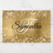 Glitterige Gouden Glam Luxe Monogram Voedselcontainer Etiket (Enkel label)