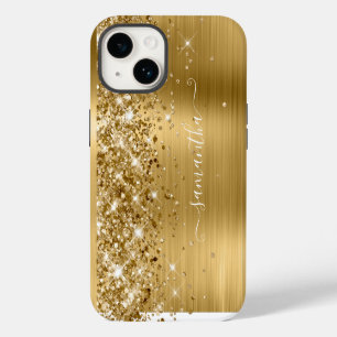 Glitterige Gouden Glam Meisjesachtige Swash Handte iPhone 14 Hoesje