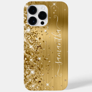 Glitterige Gouden Glam Moderne Meisjesachtige Hand Case-Mate iPhone 14 Pro Max Hoesje