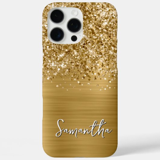Glitterige Gouden Glam Moderne Naam Case-Mate iPhone Case (Achterkant)