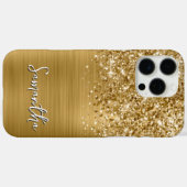 Glitterige Gouden Glam Moderne Naam Case-Mate iPhone Case (Achterkant (horizontaal))