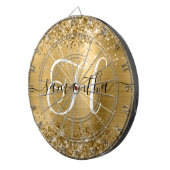 Glitterige Gouden Glam Monogram Dartbord (Voorkant Rechts)