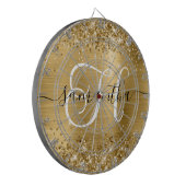 Glitterige Gouden Glam Monogram Dartbord (Voorkant Links)