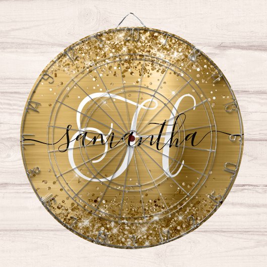 Glitterige Gouden Glam Monogram Dartbord
