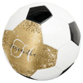 Glitterige Gouden Glam Monogram Voetbal (Drie kwart)