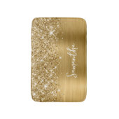 Glitterige Gouden Glam Naam Badmat (Voorkant Verticaal)