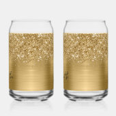 Glitterige Gouden Glam Naam Blikvorm Glas (Links)
