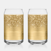 Glitterige Gouden Glam Naam Blikvorm Glas (Rechts)