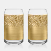 Glitterige Gouden Glam Naam Blikvorm Glas (Achterkant)