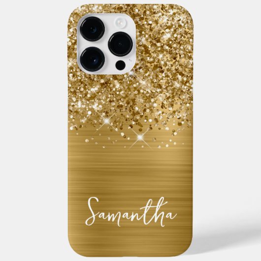 Glitterige Gouden Glam Naam Case-Mate iPhone Case (Achterkant)