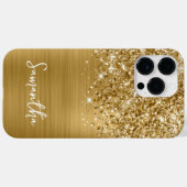 Glitterige Gouden Glam Naam Case-Mate iPhone Case (Achterkant (horizontaal))