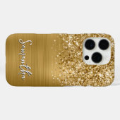 Glitterige Gouden Glam Naam Case-Mate iPhone Case (Achterkant (horizontaal))