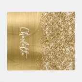 Glitterige Gouden Glam Naam Fleece Deken (Voorkant (Horizontaal))