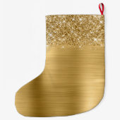 Glitterige Gouden Glam Naam Grote Kerstsok (Achterkant)
