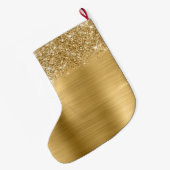 Glitterige Gouden Glam Naam Grote Kerstsok (Achterkant (Hangend))