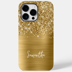 Glitterige Gouden Glam Naam iPhone 14 Pro Max Hoesje