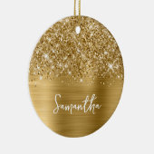 Glitterige Gouden Glam Naam Keramisch Ornament (Rechts)