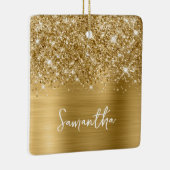 Glitterige Gouden Glam Naam Keramisch Ornament (Rechts)