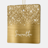Glitterige Gouden Glam Naam Keramisch Ornament (Links)