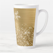 Glitterige Gouden Glam Naam Latte Mok (Rechts)